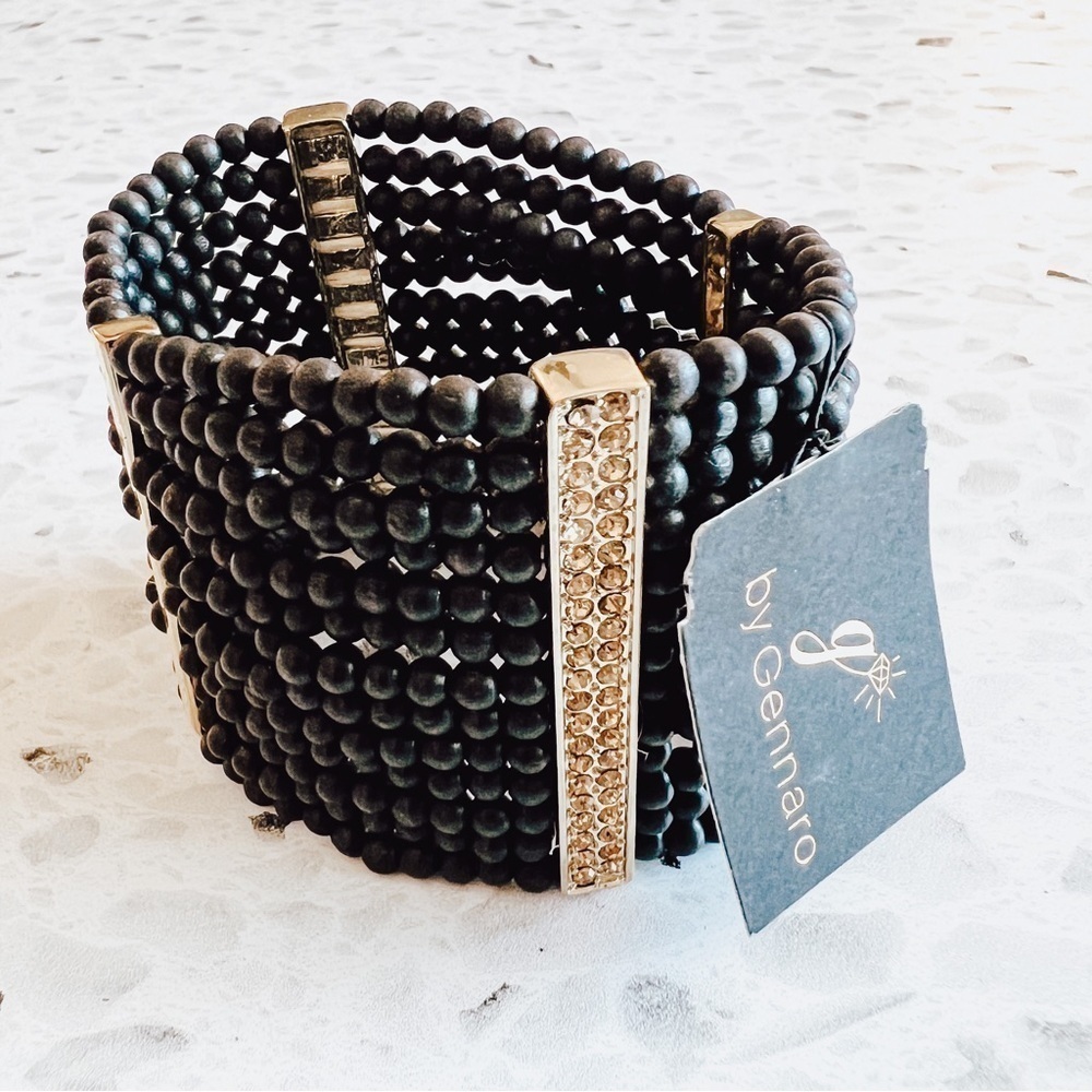 G by Gennaro Women’s Black Beaded Cuff Bracelet NEW
